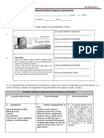 Evaluación Unidad 2 Lenguaje y Comunicación: Actividad: Clasifica Los Siguientes Textos en Literarios o No Literarios