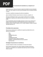 Caracterización de Las Operaciones de Manufactura y Su Impacto en El Diseño Del Sistema