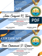 Of Recognition: Certificate