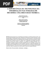 A Importância Da Tecnologia Da Informação Nas Tomadas de Decisões: Uma Discussão Teórica