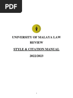 University of Malaya Law Review Style & Citation Manual 2022/2023