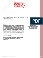 Mediação Pedagógica em Ambientes Virtuais de Aprendizagem: Resumo Rosa Maria Rigo