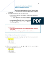 Practice Multiple-Choice Questions For The Final Exam (Fall 2020)