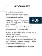 El Abc Emocional (Trec) : A Acontecimiento Activador B Pensamientos y Creencias