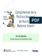 Componentes de La Política Nacional de Nutrición Materno Infantil