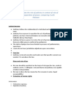 Critical Evaluate The Role of Judiciary in Context of Rule of Law and Separation of Power