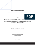 Propuesta de Mejora de La Gestión de Mantenimiento para Optimizar El Desempeño en Una Unidad Minera Del Sur Del País - Arequipa 2021