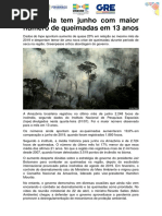 Amazônia Tem Junho Com Maior Número de Queimadas em 13 Anos