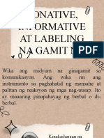 Conative, Informative at Labeling Na Gamit NG Wika