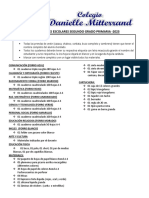 Lista de Útiles Escolares Segundo Grado Primaria - 2023