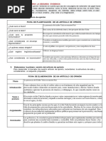 Planificamos El Artículo de Opinión Ficha de Planificación de Un Artículo de Opinión