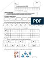 Prueba Matemática Primero Basico 1 Marzo