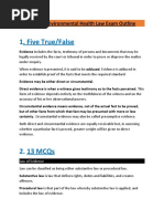 Five True/False: EH319 - Environmental Health Law Exam Outline