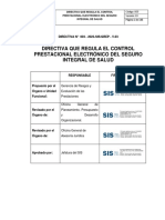 Directiva Que Regula El Control Prestacional Electrónico Del Seguro Integral de Salud