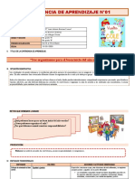 Experiencia de Aprendizaje N°01: "Nos Organizamos para El Buen Inicio Del Año Escolar "