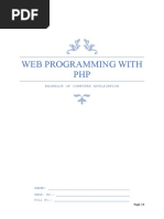 Web Programming With PHP: Bachelor of Computer Application