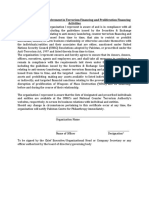 Undertaking of Non Involvement in Terrorism Financing and Proliferation Financing Activities