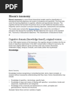 Bloom's Taxonomy: Cognitive Domain (Knowledge-Based), Original Version