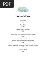 Menu de La Playa