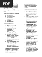 Qualitative Researchers Use:: The Characteristics of Research