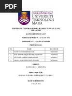 Universiti Teknologi Mara Kampus Puncak Alam, Selangor Law416 Business Law Semester March - August 2022 Assessment 3 - Sales of Goods Prepared by