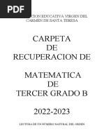 Carpeta DE Recuperacion de Matematica DE Tercer Grado B 2022-2023