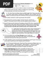 Extension Worksheet: Student Name: - Grade: - Date