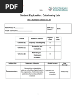 Calorimetry Lab Student Expolartion Sheet