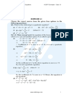 Exercise 4.1 Choose The Correct Answer From The Given Four Options in The Following Questions: Q1. Which of The Following Is A Quadratic Equation?