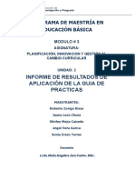 Informe de Resultados de Aplicación de La Guia de Practicas: Programa de Maestría en Educación Básica