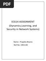 Ec614 Assignment (Dynamics, Learning, and Security in Network Systems)