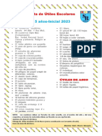 Lista de Útiles Escolares: 5 Años-Inicial 2023