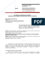 Filosofia E Historia Da Filosofia: Uma Reflexão Sobre As Relações de Texto E Contexto Mario Ariel González Porta