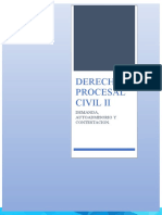 Derecho Procesal Civil Ii: Demanda, Autoadmisorio Y Contestacion