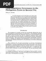 Local Regulatory Governance in The Philippines: Focus On Quezon City