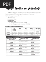 Notes: Taxation On Individuals: Individual Taxpayers Are Natural Persons With Income Derived From Within