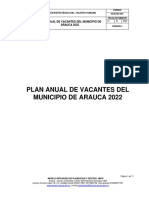 Plan Anual de Vacantes Del Municipio de Arauca 2022-2023