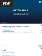 Matemática I: Unidad 2: Magnitudes Proporcionales Tema 5: Regla de Tanto Por Ciento