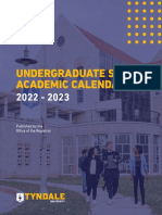 Undergraduate Studies Academic Calendar: Published by The Office of The Registrar