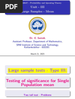 Unit - III Large Samples - Mean