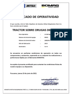 Certificado de Operatividad: Tractor Sobre Orugas D65Ex-16