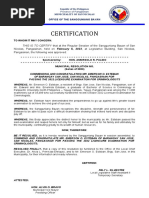 Certification: THIS IS TO CERTIFY That at The Regular Session of The Sangguniang Bayan of San