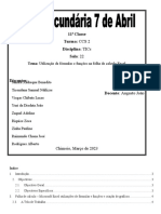 11 Classe Turma: Ccs 2 Disciplina: Tics Sala: 22: Tema: Utilização de Fórmulas E Funções Na Folha de Calculo Excel