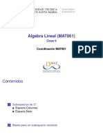 Algebra Lineal (MAT061) : Clase 8