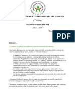 Examen Cours Propriétés Sensorielles Des Aliments: 2 Ci Iaa