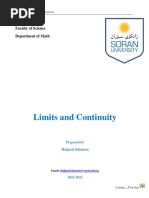 Limits and Continuity: Soran University Faculty of Science Department of Math