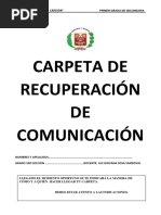 Carpeta de Recuperación 2022 Comunicación - Primer Grado - Sosa Sandoval