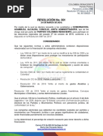 Resolución No. 001: Asamblea, Alcaldía, Concejo, Junta Administradora, Que Se Les