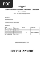 Memorandum and Articles of Association-Companies Act 1994, Bangladesh