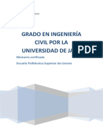 Grado en Ingeniería Civil Por La Universidad de Jaén: Memoria Verificada Escuela Politécnica Superior de Linares